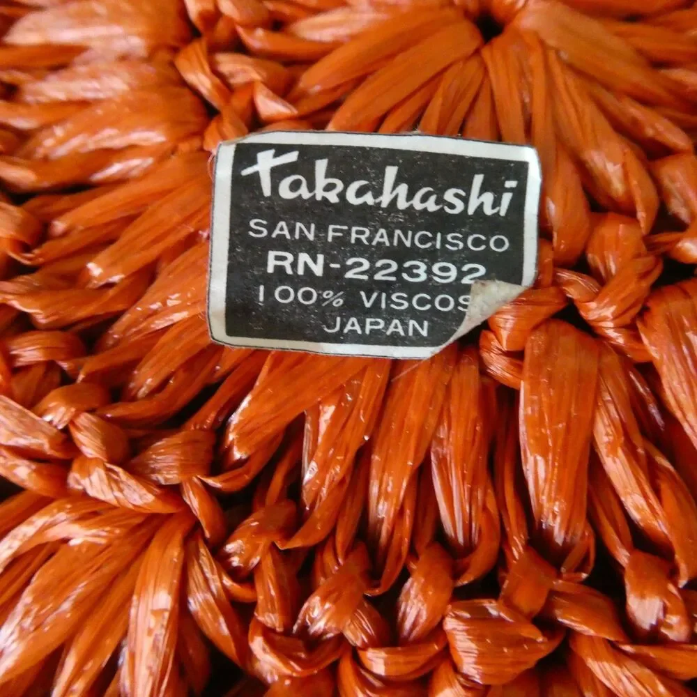 Set of 4 Vintage Takahashi San Francisco Orange Placemats Woven Japan 1970s